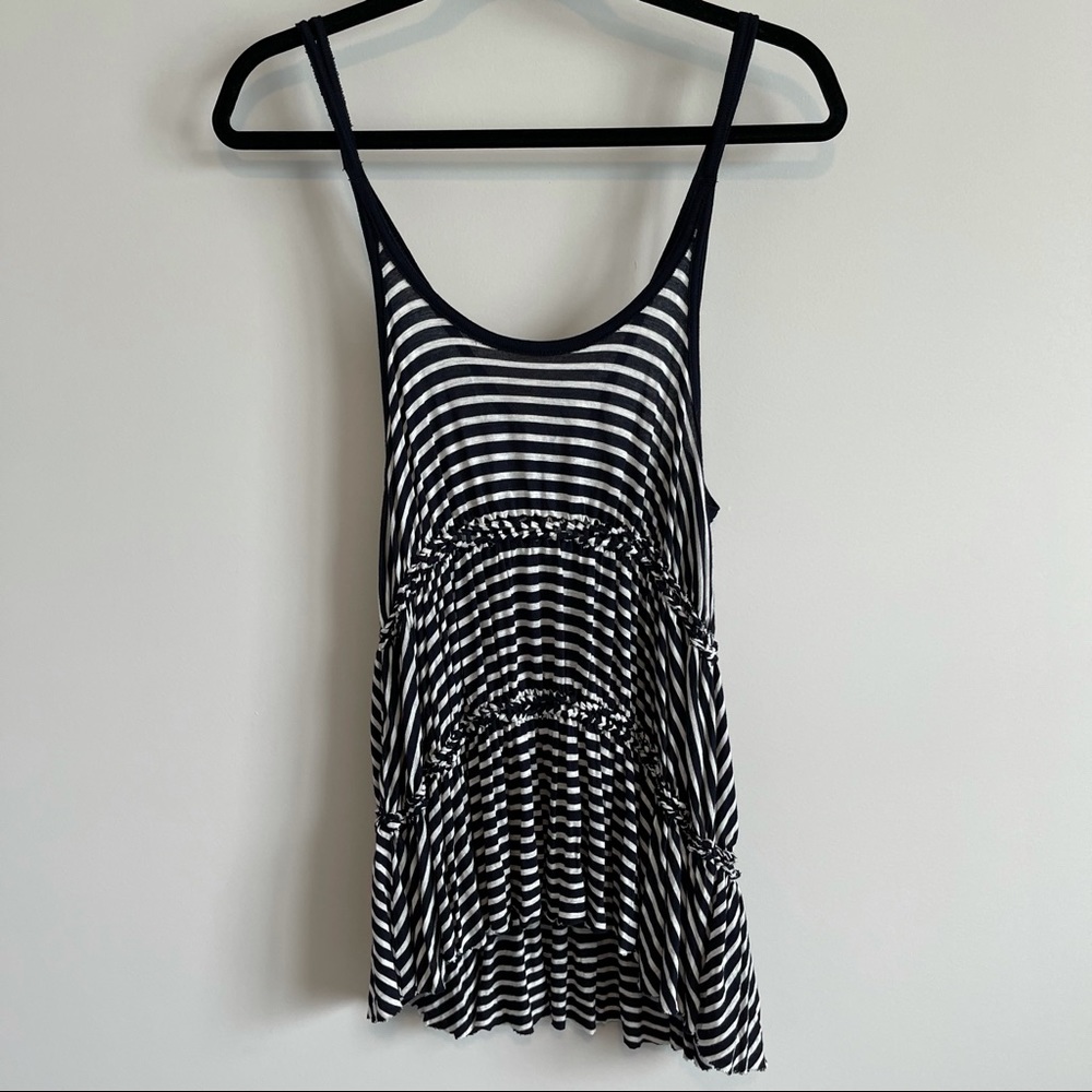 We The Free People Black & White Stripe Tank Top